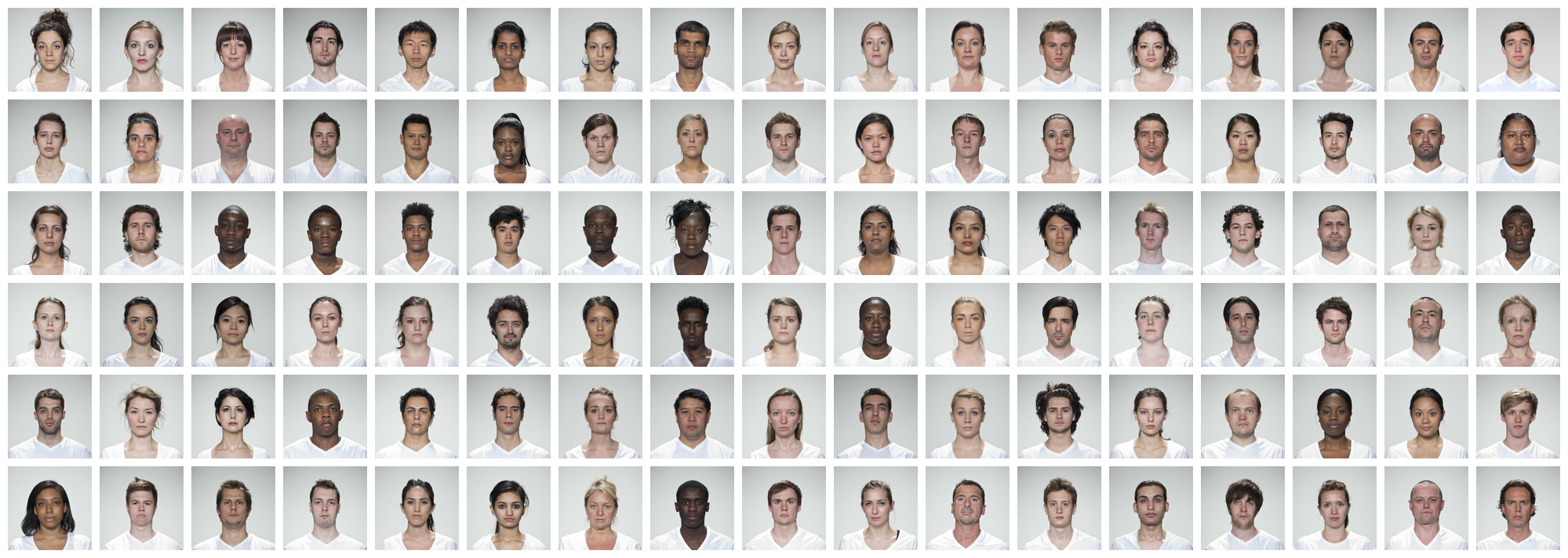 The 102 neutral front faces in the London Face Set.