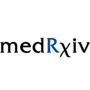 medRxiv logo (word with blue R)
