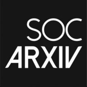 SocArXiv logo (white word on a black background)