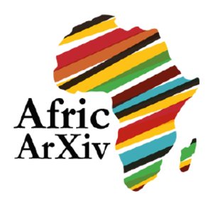 AfricArXiv logo with Africa made of colourful stripes
