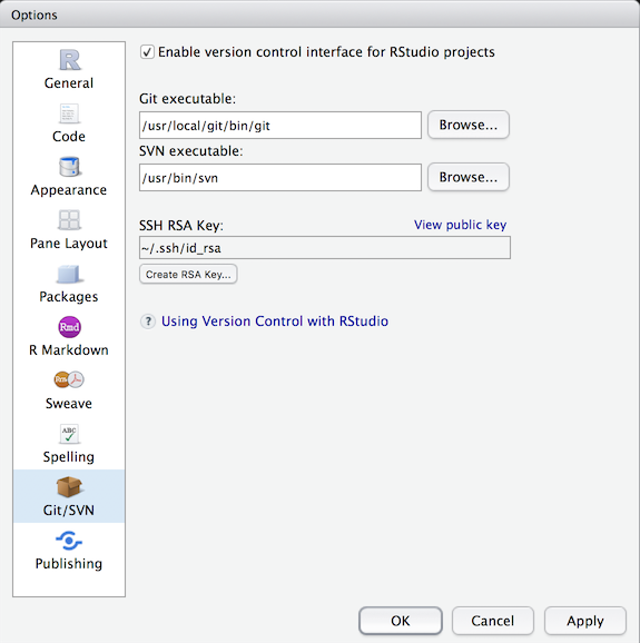 Set the location of git