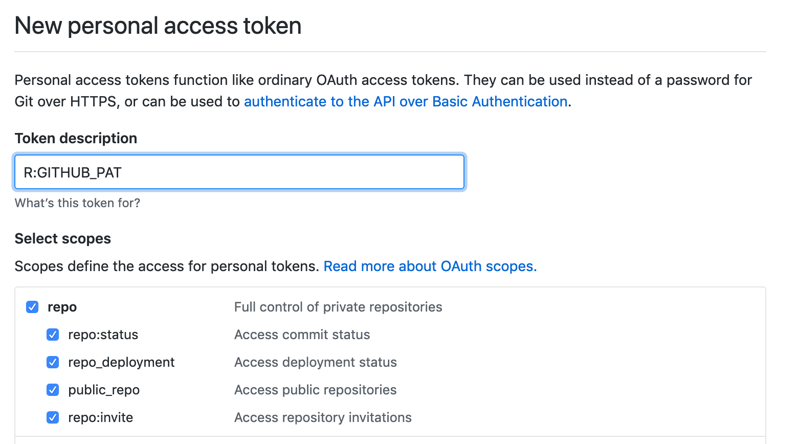 Authorise a github token so you can create new github repositories from RStudio